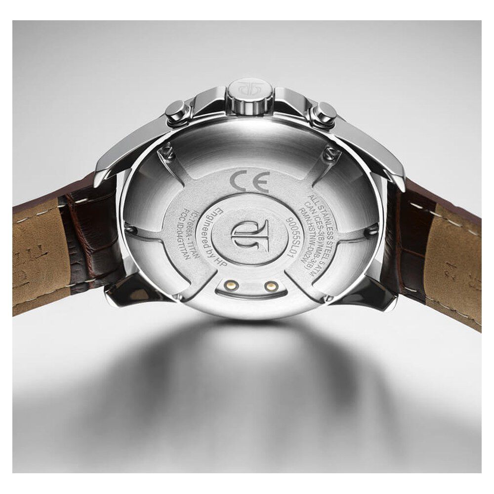 Titan JUXT Black Dial Ana Digi Leather Strap watch for Men-90055TL01