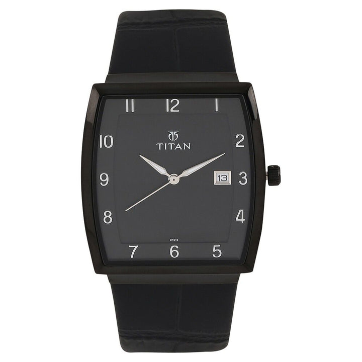 Titan Quartz Analog with Date White Dial Leather Strap Watch for Men-NK90076NL01