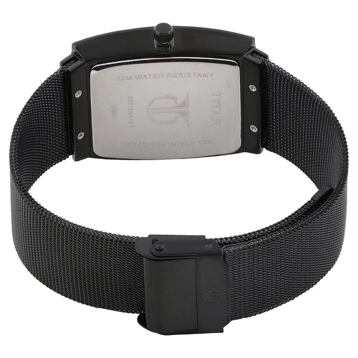 Titan Quartz Analog with Date Black Dial Stainless Steel Strap Watch for Men NS90076NM01