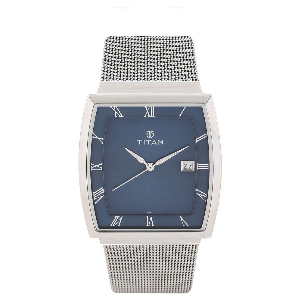 Titan Analog with Date Blue Dial Stainless Steel Strap Watch for Men-N ...