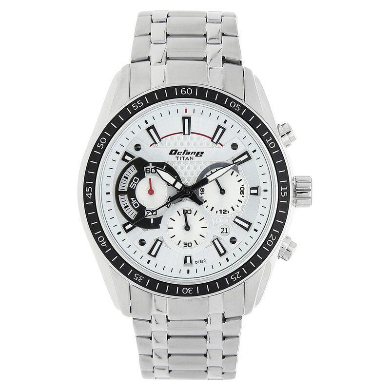 Titan Quartz Chronograph White Dial Stainless Steel Strap Watch For Men