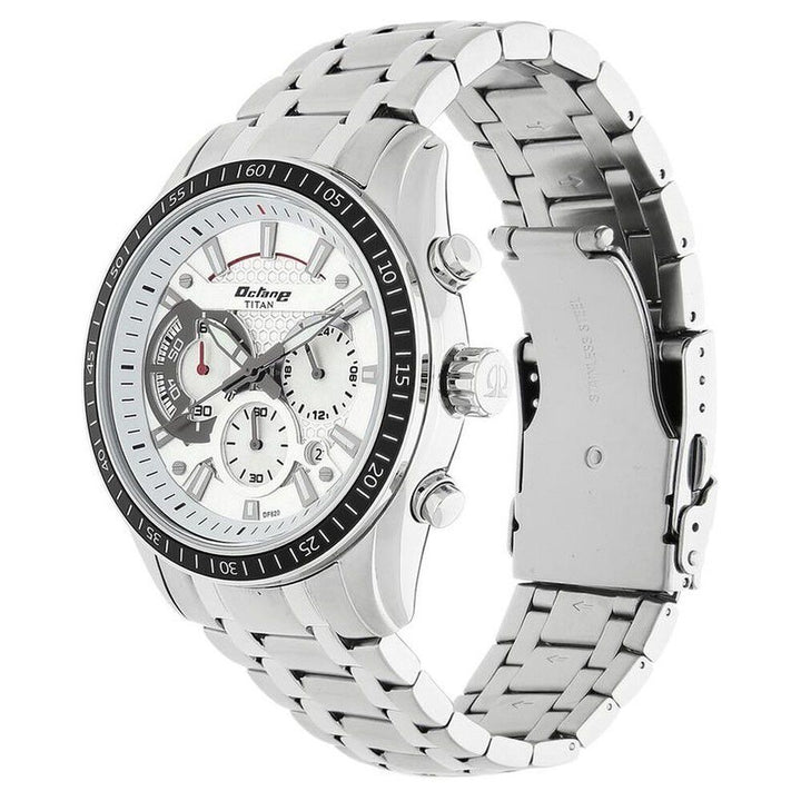 Titan Quartz Chronograph White Dial Stainless Steel Strap Watch for Men NS90077KM01