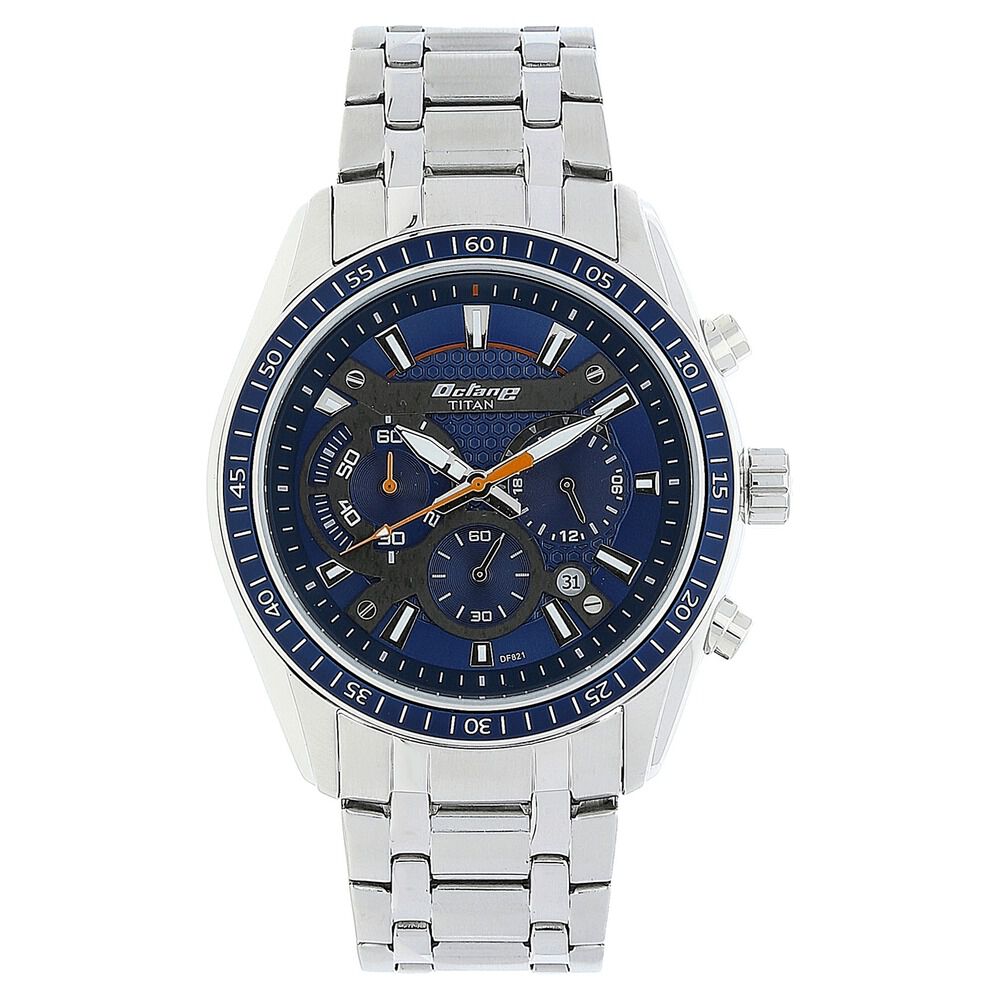 Titan Quartz Chronograph Blue Dial Stainless Steel Strap Watch for Men - The Watch Factory ®