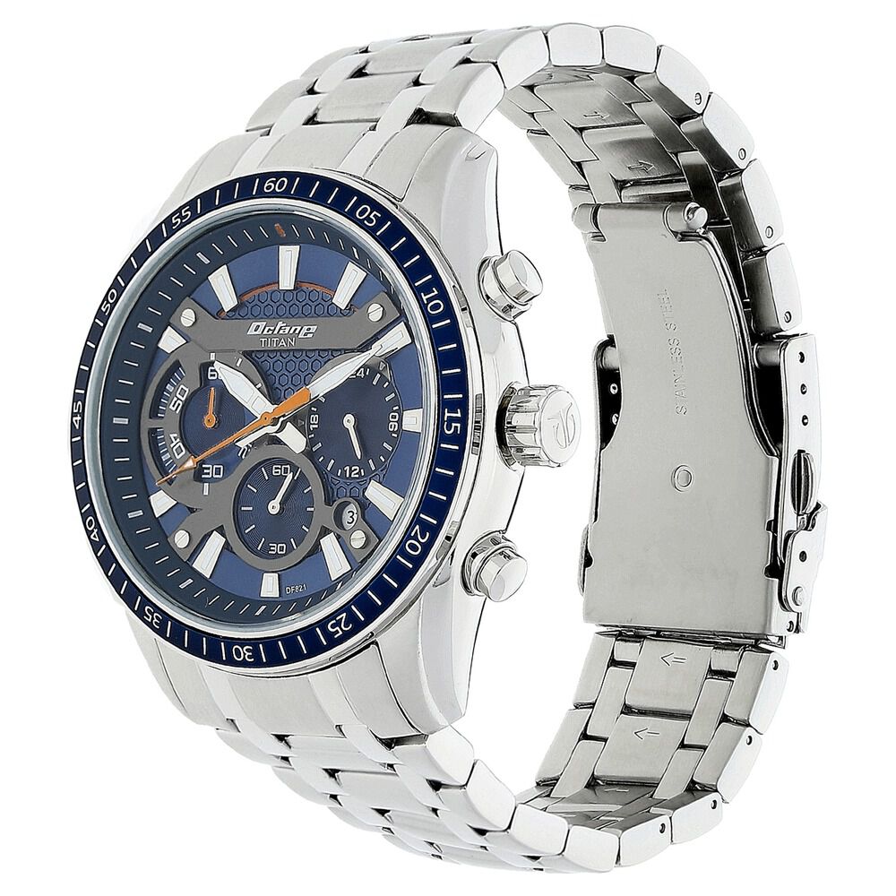 Titan Quartz Chronograph Blue Dial Stainless Steel Strap Watch for Men - The Watch Factory ®