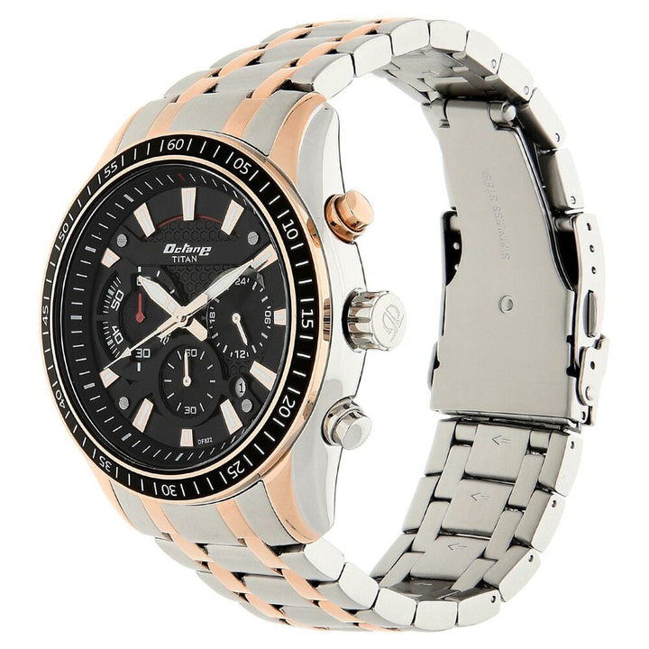 Titan Octane Black Chronograph Stainless Steel Strap watch for Men - The Watch Factory ®