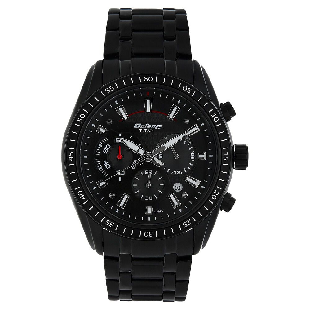 Titan Quartz Chronograph Black Dial Stainless Steel Strap Watch for Men - The Watch Factory ®