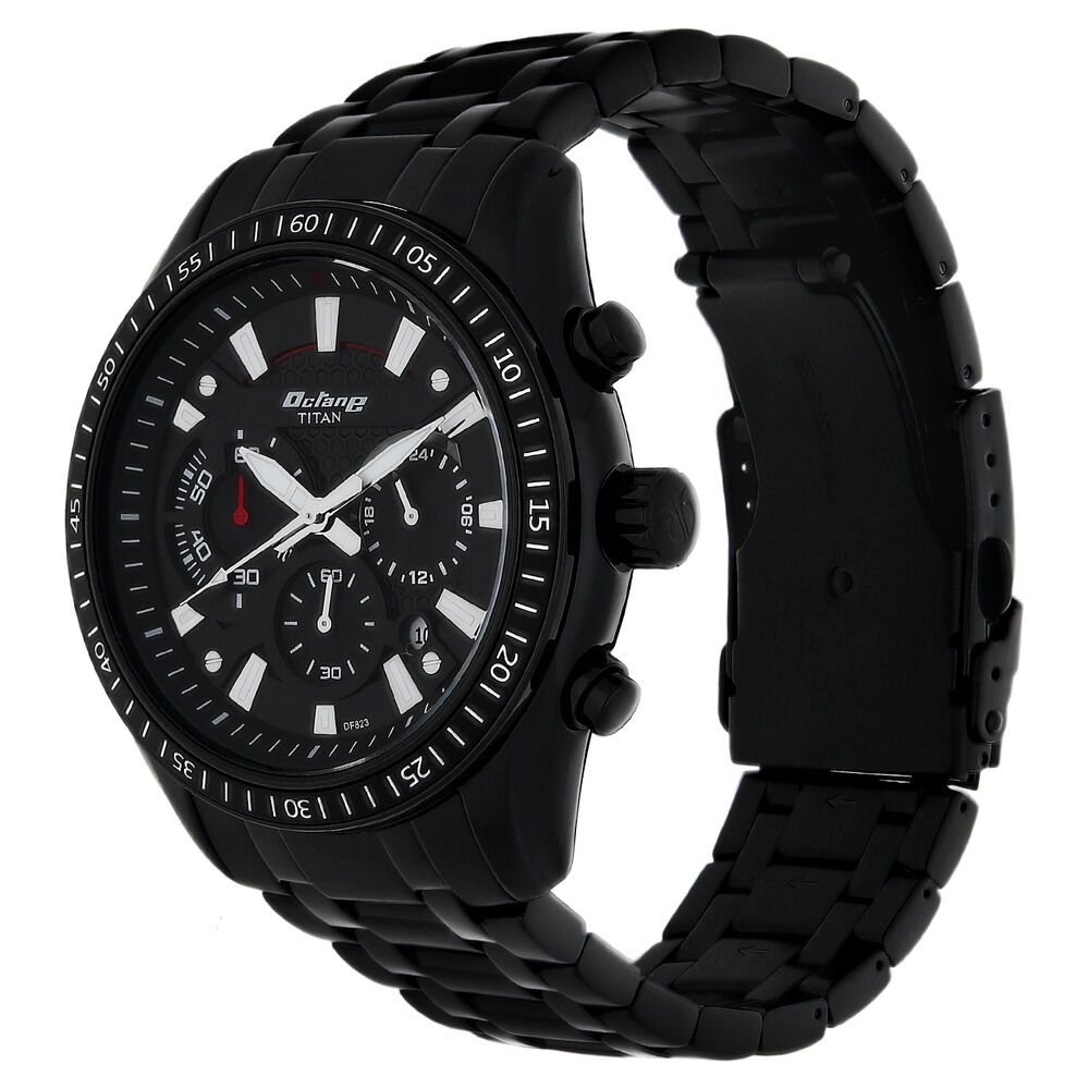 Titan Quartz Chronograph Black Dial Stainless Steel Strap Watch for Men - The Watch Factory ®