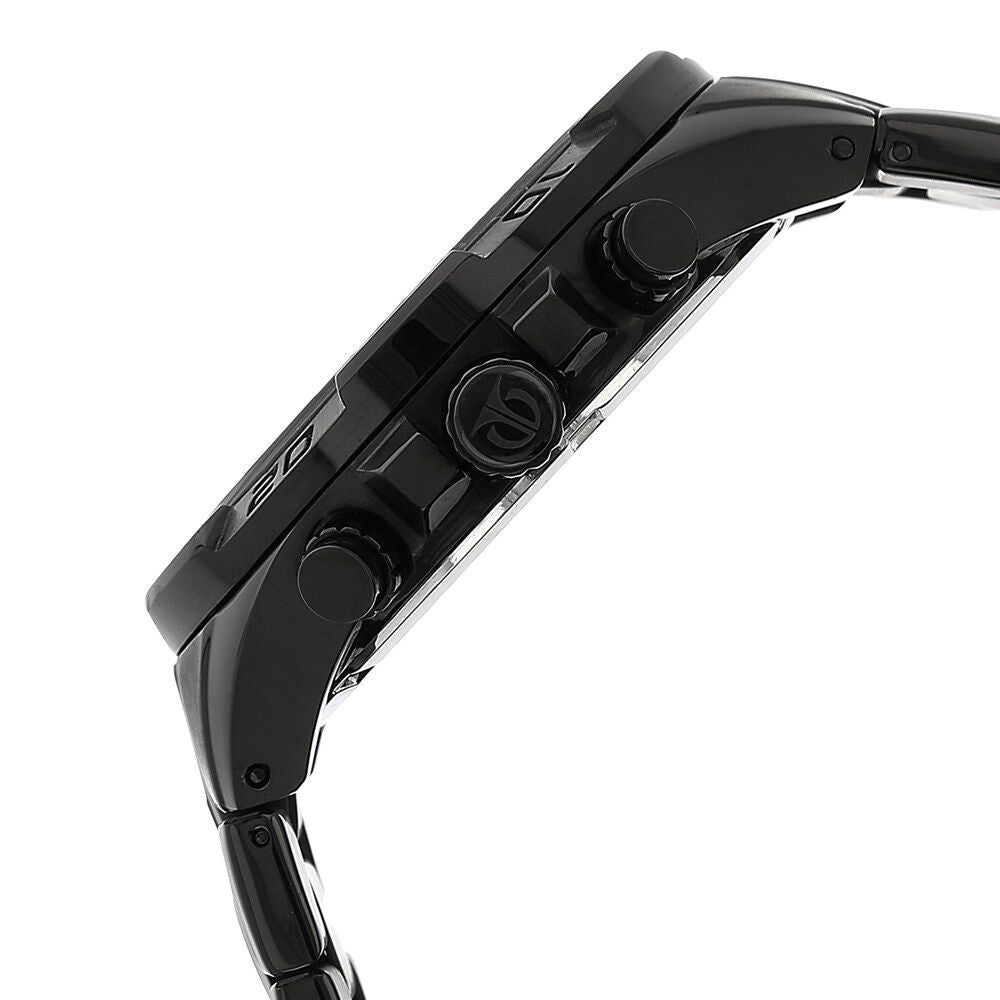 Titan Quartz Chronograph Black Dial Stainless Steel Strap Watch for Men-NS90079NM01