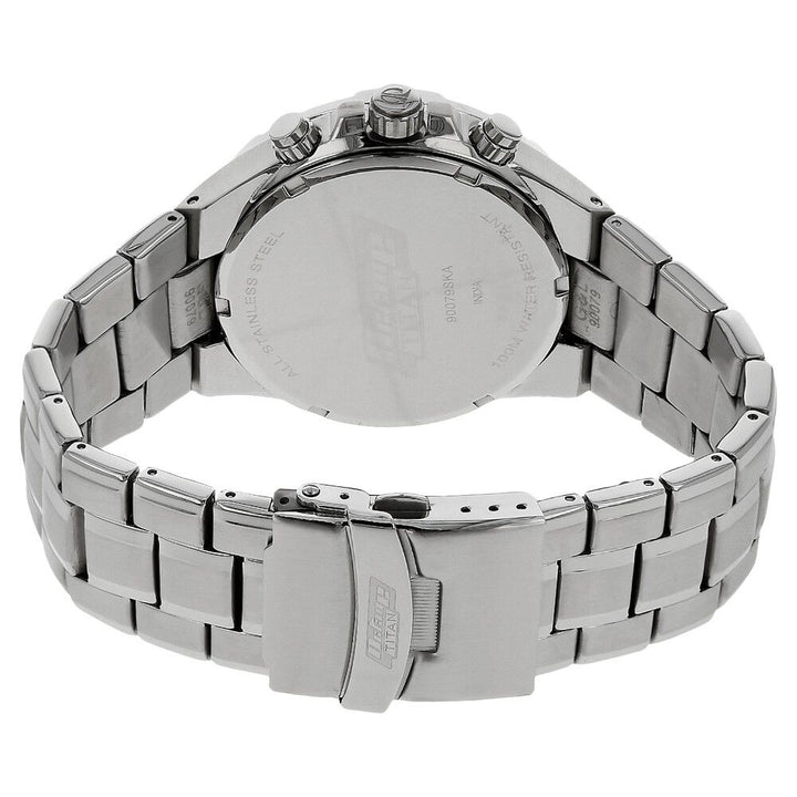 Titan Quartz Chronograph Blue Dial Stainless Steel Strap Watch for Men NP90079SM01