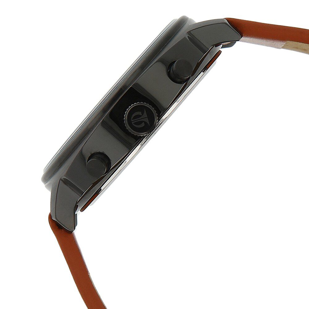 Titan Purple Past Modern Black Dial Chronograph Leather Strap Watch for Men-90081NL01