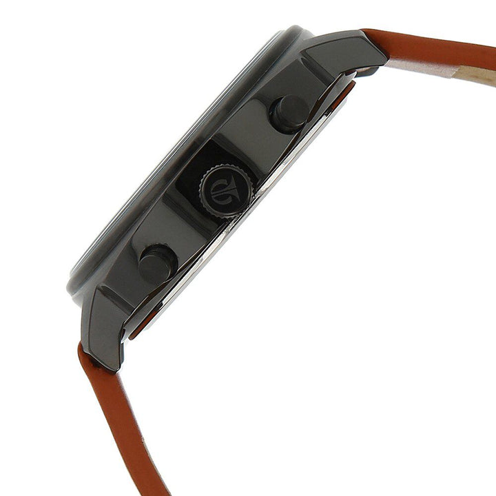 Titan Purple Past Modern Black Dial Chronograph Leather Strap Watch for Men-90081NL01