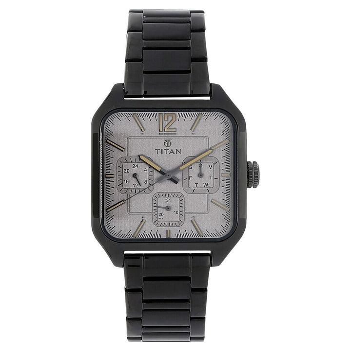 Titan PURPLE PAST MODERN Grey Dial Quartz Multifunction Stainless Steel Strap watch for Men-90083QM01