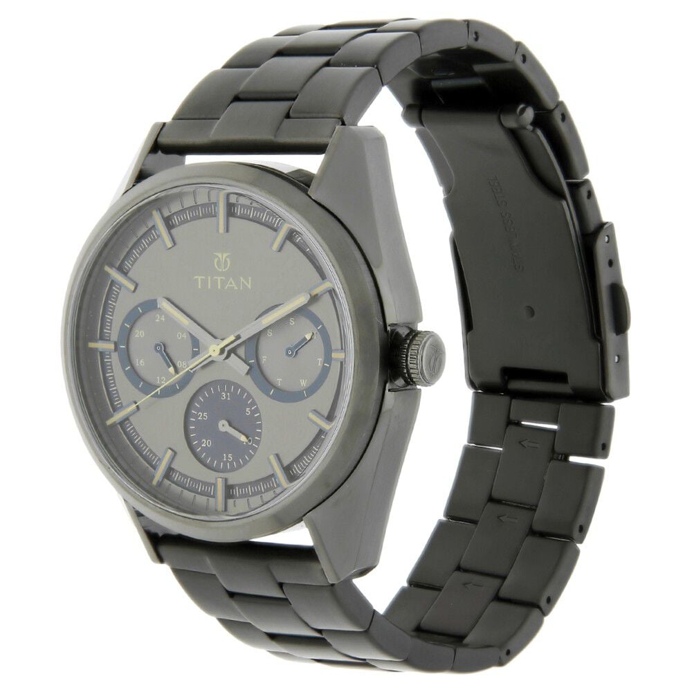 Titan Quartz Multifunction Grey Dial Stainless Steel Strap Watch for Men-NL90084QM01