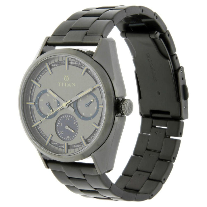 Titan Quartz Multifunction Grey Dial Stainless Steel Strap Watch for Men-NL90084QM01