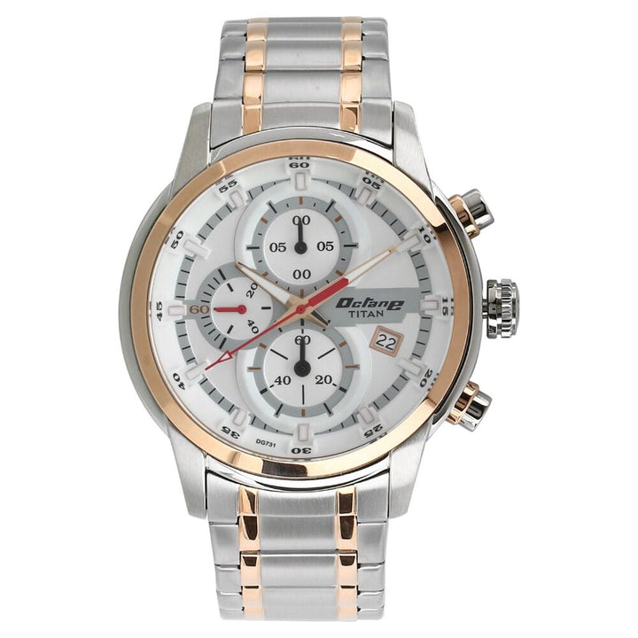 Titan Octane Quartz Chronograph White Dial Stainless Steel Strap Watch for Men - The Watch Factory ®