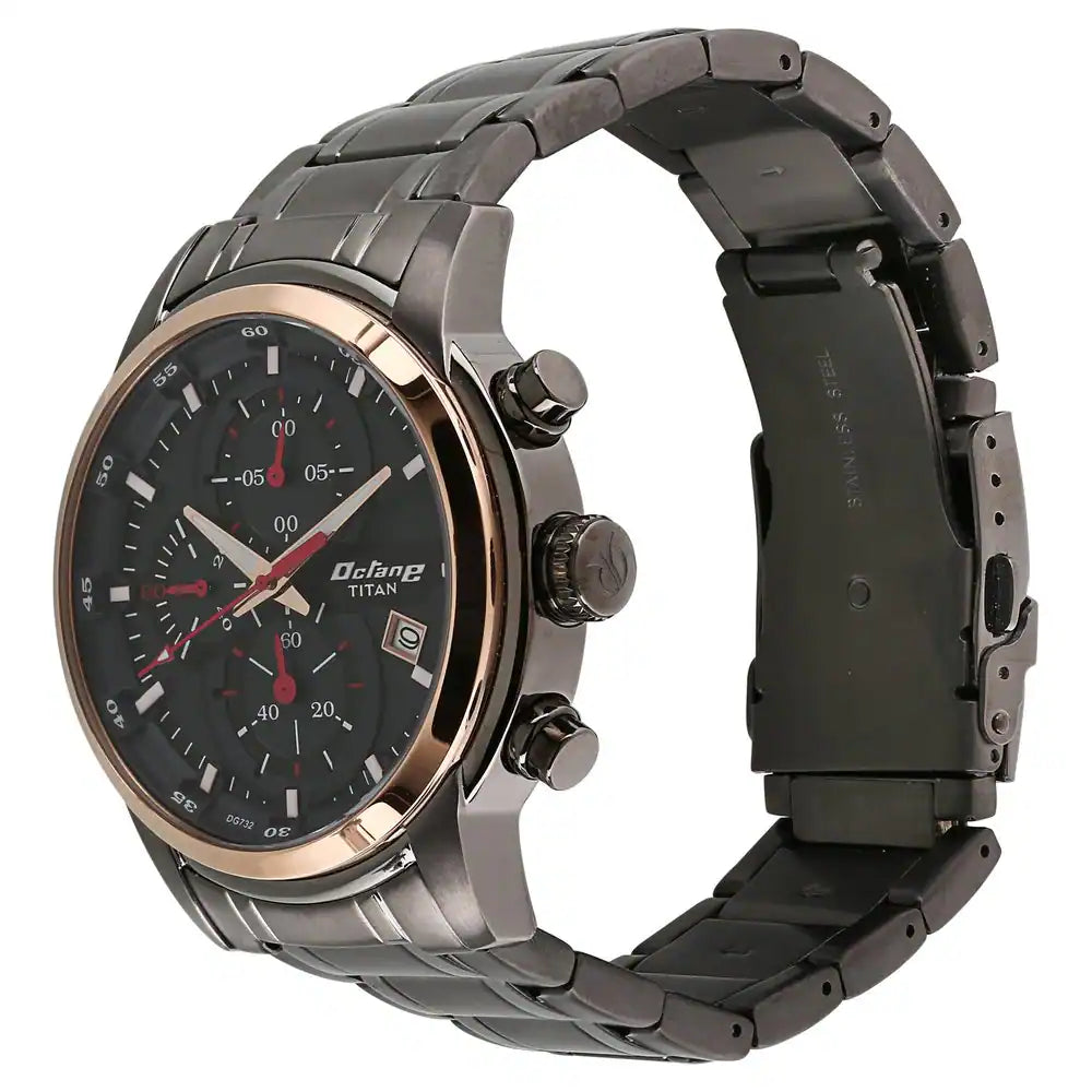 Titan Octane Black Dial Stainless Steel Strap Watch NP90086KM03 (DG732)