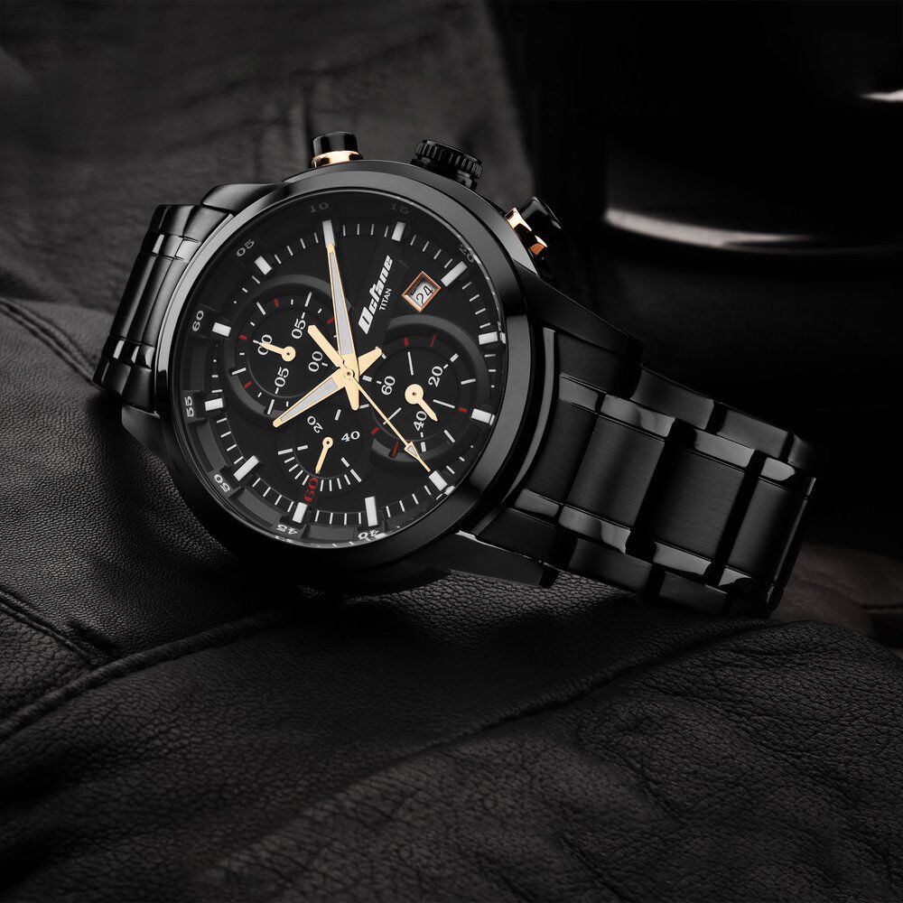 Titan Octane Black Dial Chronograph Watch for Men - The Watch Factory ®