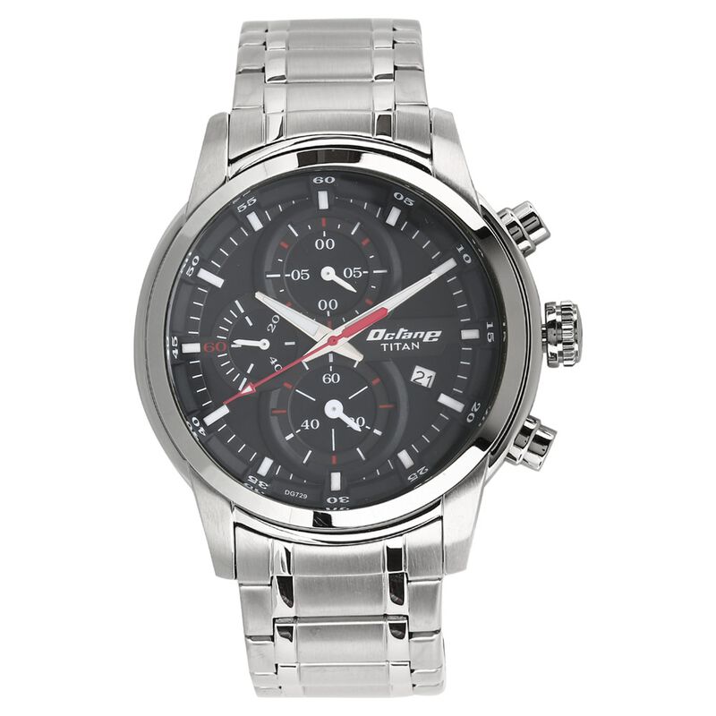 Titan Octane Chrono Black Dial Stainless Steel Strap Watch for Men ...