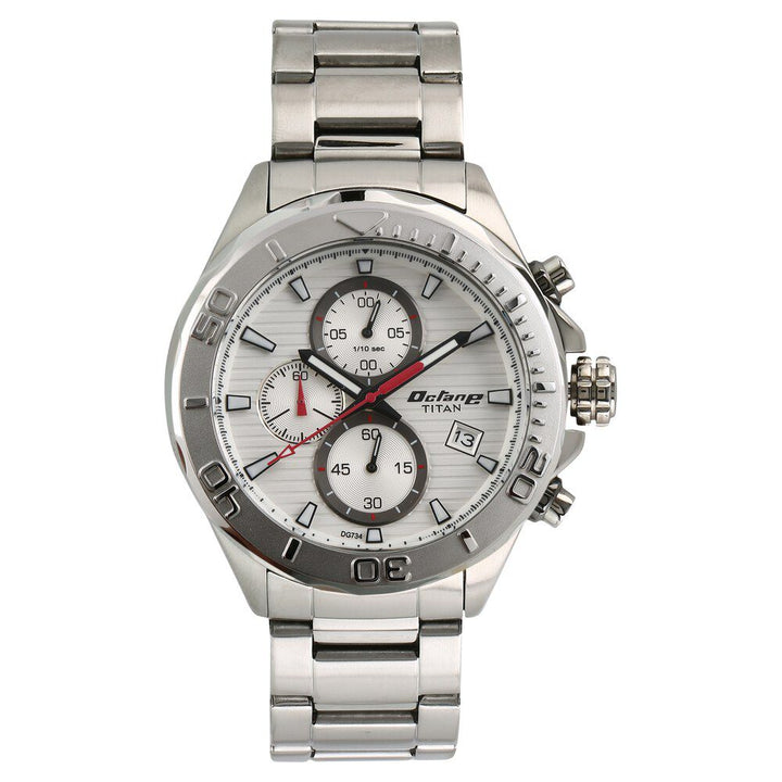 Titan Quartz Chronograph Silver Dial Stainless Steel Strap Watch for Men NS90087KM01