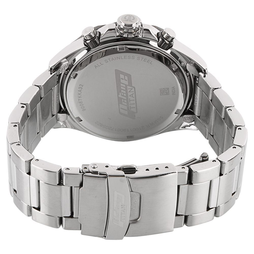 Titan Octane Black Dial Chrono Stainless Steel Watch for Men NS90087KM02
