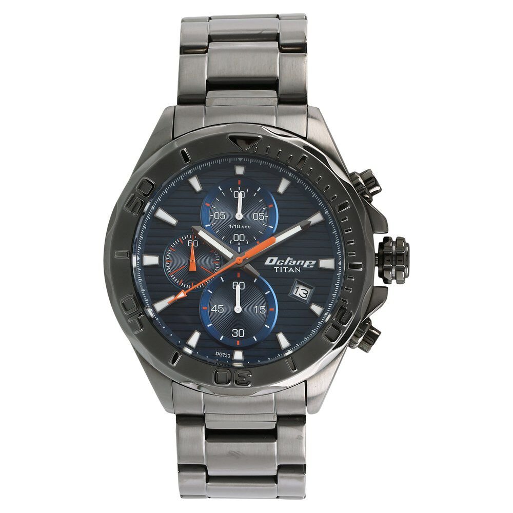 Titan Quartz Chronograph Blue Dial Stainless Steel Strap Watch for Men - The Watch Factory ®