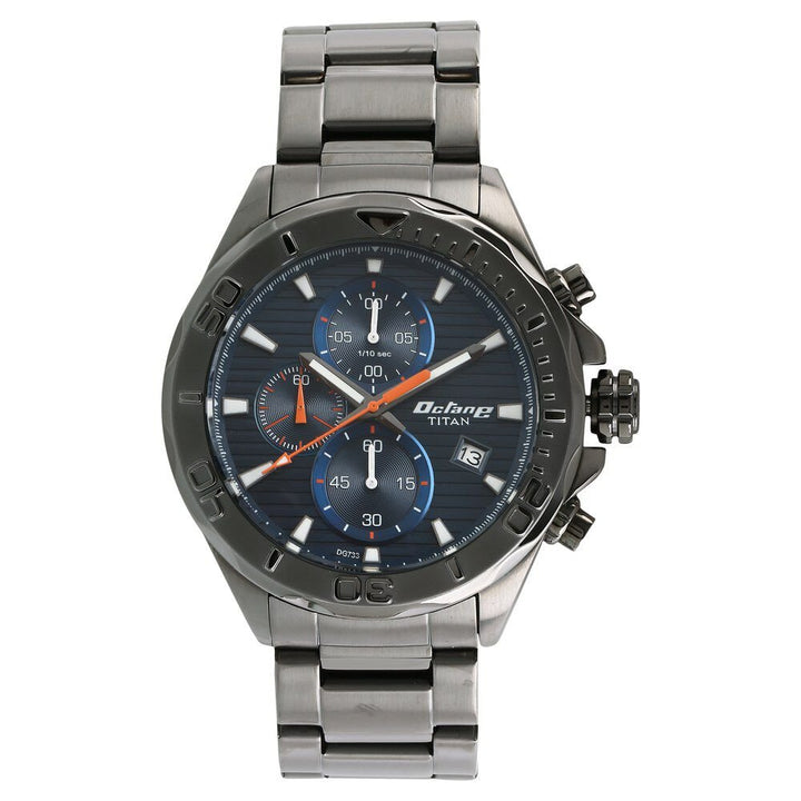 Titan Quartz Chronograph Blue Dial Stainless Steel Strap Watch for Men - The Watch Factory ®