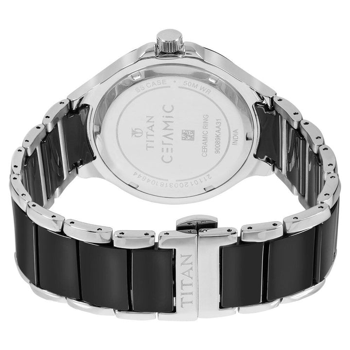 Titan Ceramics Black Dial Quartz Multifunction Stainless Steel and Ceramic Strap watch for Men NS90089KD01A