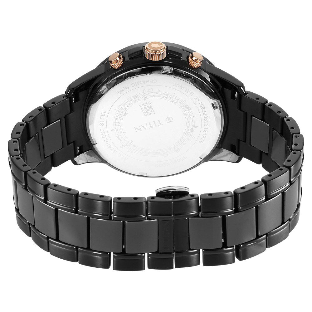 Titan Quartet Black Dial Analog with Day and Date Steel and Ceramic Strap watch for Men - The Watch Factory ®