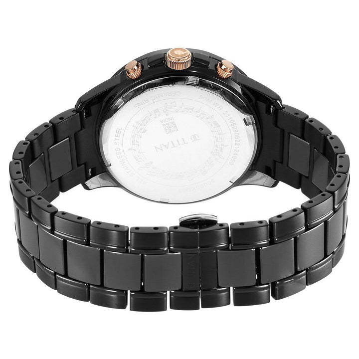 Titan Quartet Black Dial Analog with Day and Date Steel and Ceramic Strap watch for Men - The Watch Factory ®