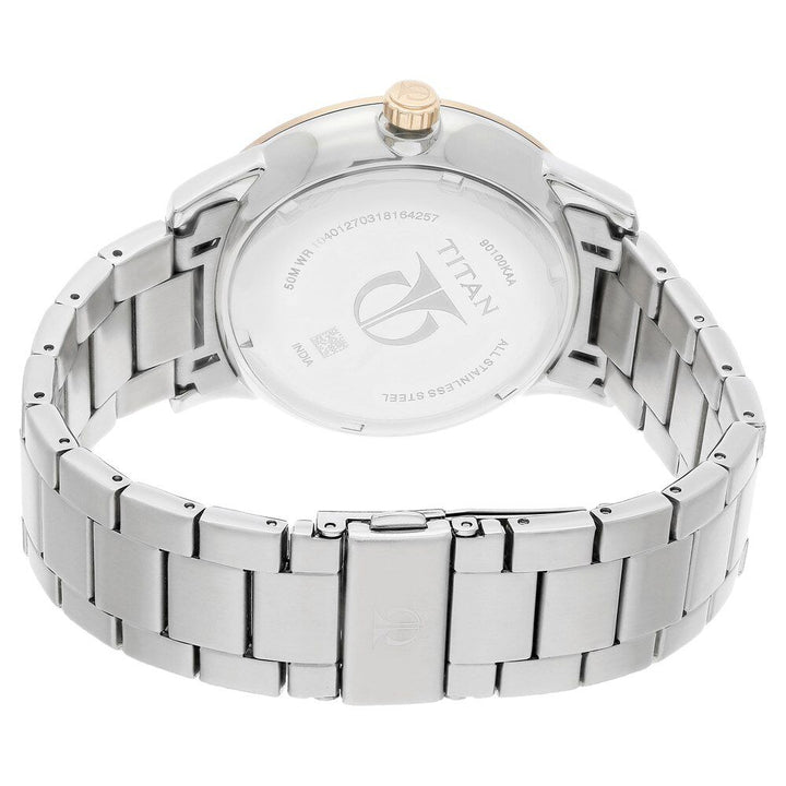 Titan Quartz Multifunction Brown Dial Stainless Steel Strap Watch for Men-NN90100KM01
