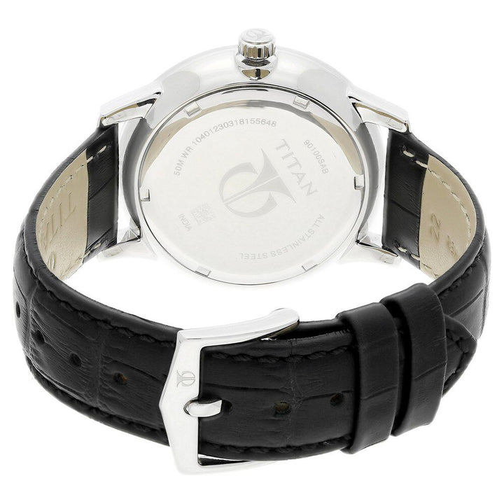 Titan On Trend Silver Dial Quartz Multifunction Leather Strap watch for Men-NM90100SL01