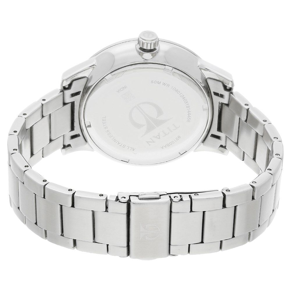 Titan Quartz Multifunction Black Dial Stainless Steel Strap Watch for Men-NM90100SM01