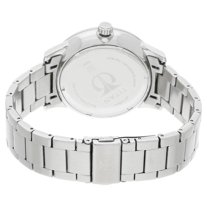 Titan Quartz Multifunction Black Dial Stainless Steel Strap Watch for Men-NM90100SM01