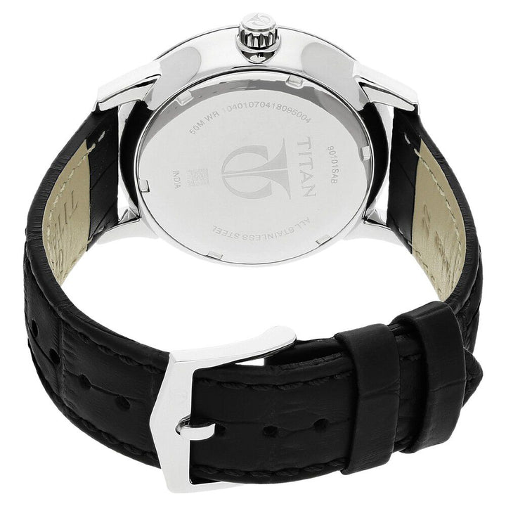 Titan Off White Dial Quartz Multifunction Leather Strap watch for Men-NM90101SL01