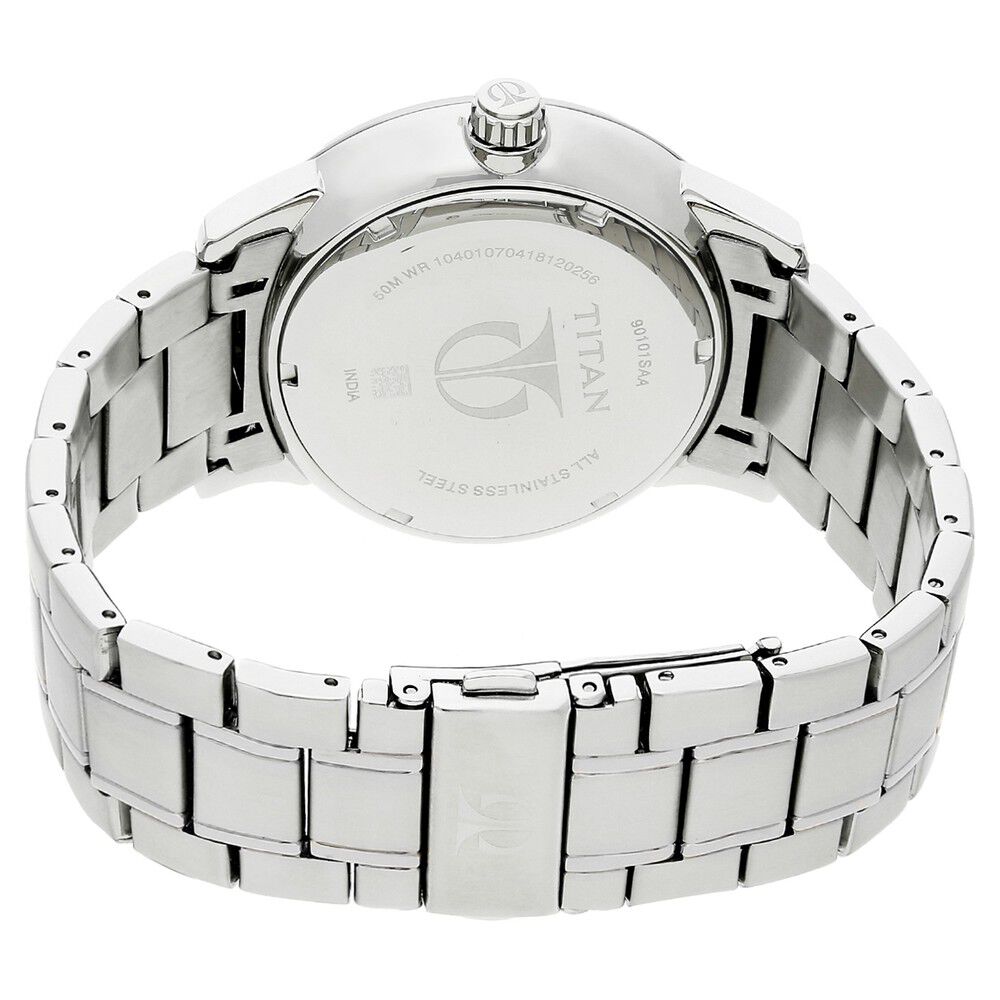 Titan Quartz Multifunction Blue Dial Stainless Steel Strap Watch for Men-NN90101SM01