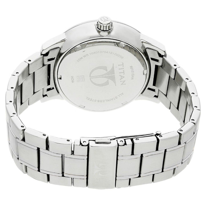 Titan Quartz Multifunction Blue Dial Stainless Steel Strap Watch for Men-NN90101SM01