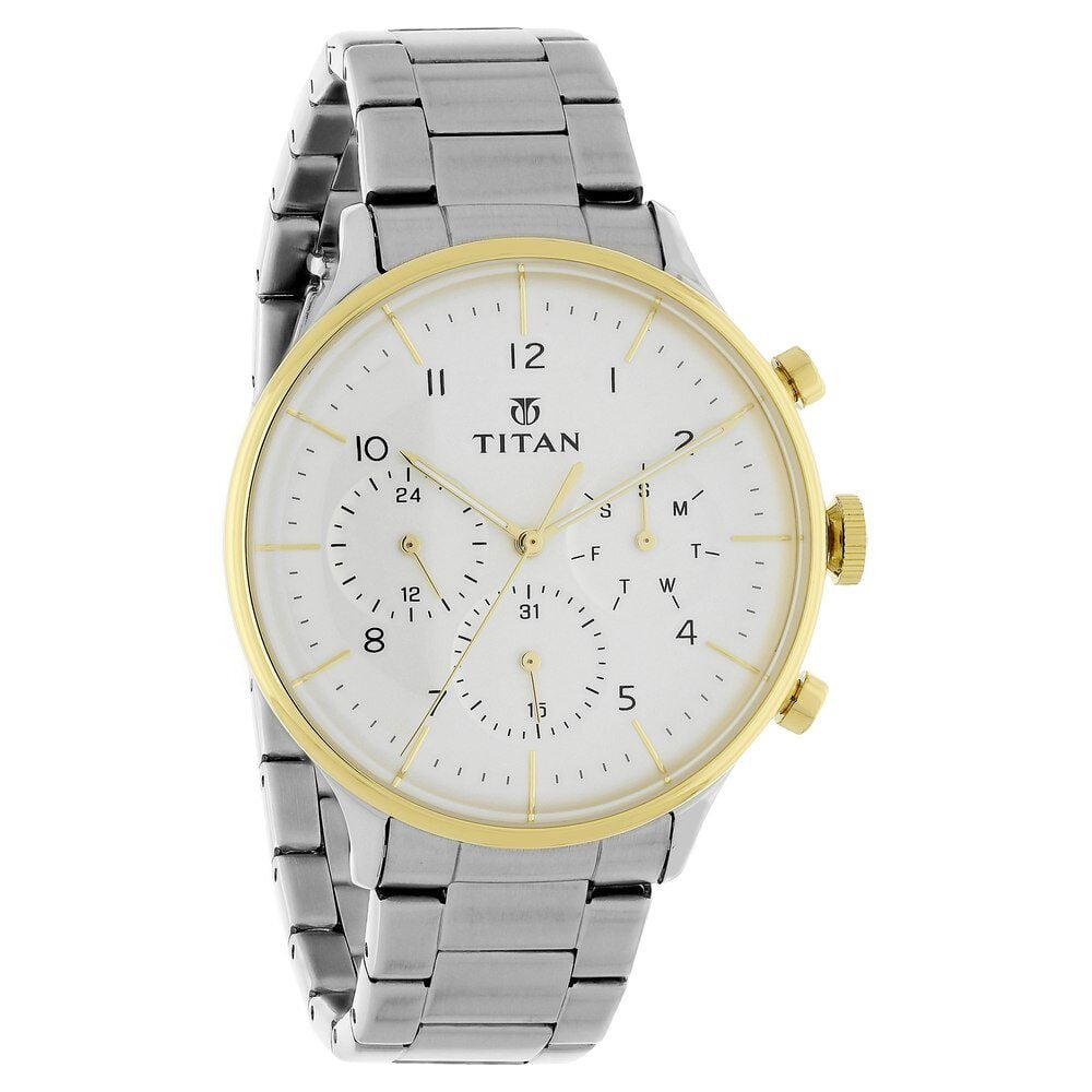 Titan White Dial Quartz Multifunction Stainless Steel Strap watch for Men - The Watch Factory ®