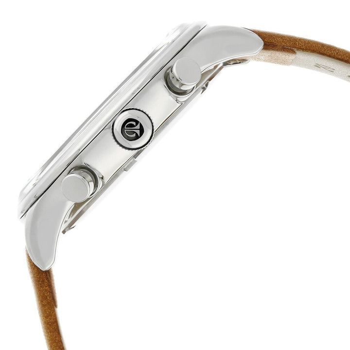 Titan Quartz Multifunction Silver Dial Leather Strap Watch for Men NS90102SL01