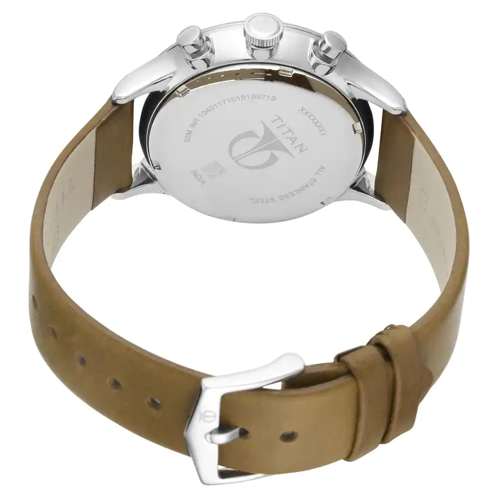 Titan On Trend Beige Dial Leather Strap Watch NP90102SL02 (DJ774)