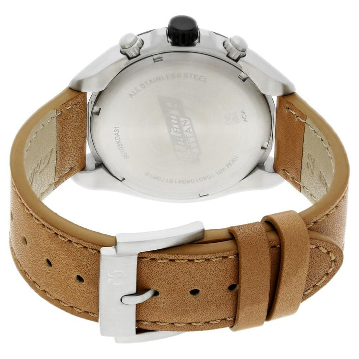 Titan Octane White Dial Chronograph Leather Strap watch for Men-NP90103KL02