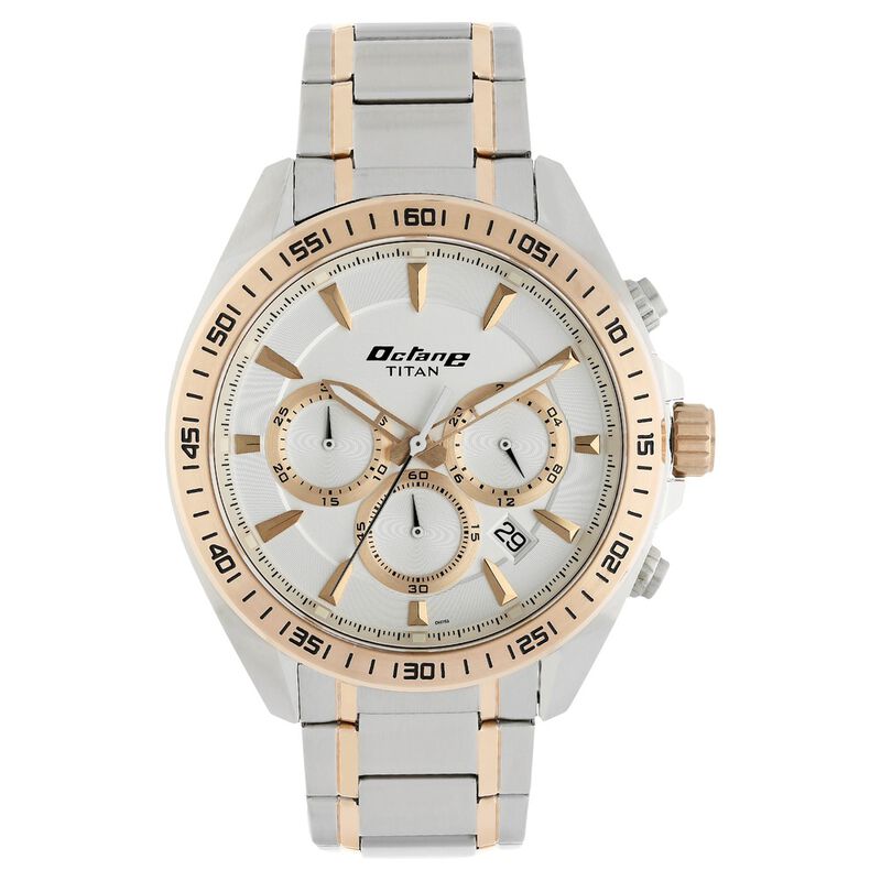 Titan Octane White Dial Chrono Stainless Strap Watch For Men
