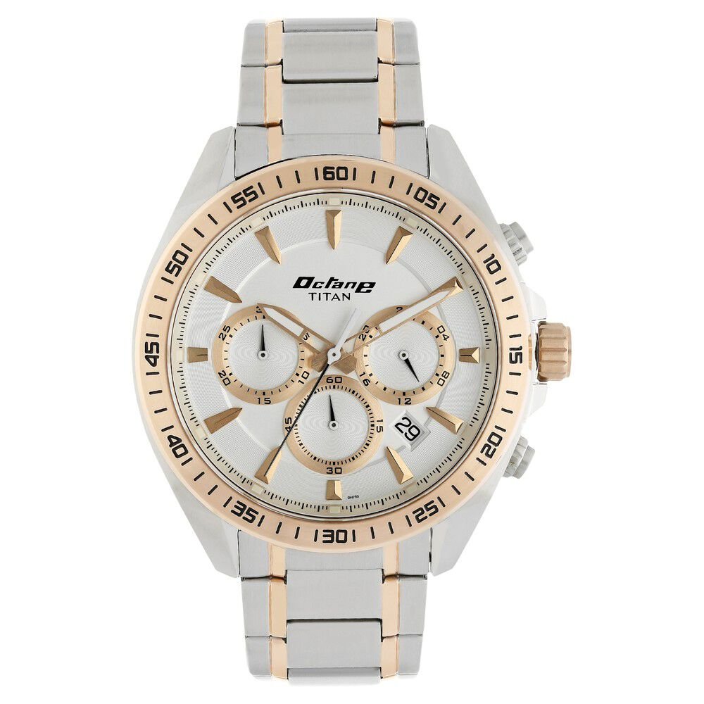 Titan Octane White Dial Chrono Stainless Strap watch for Men - The Watch Factory ®