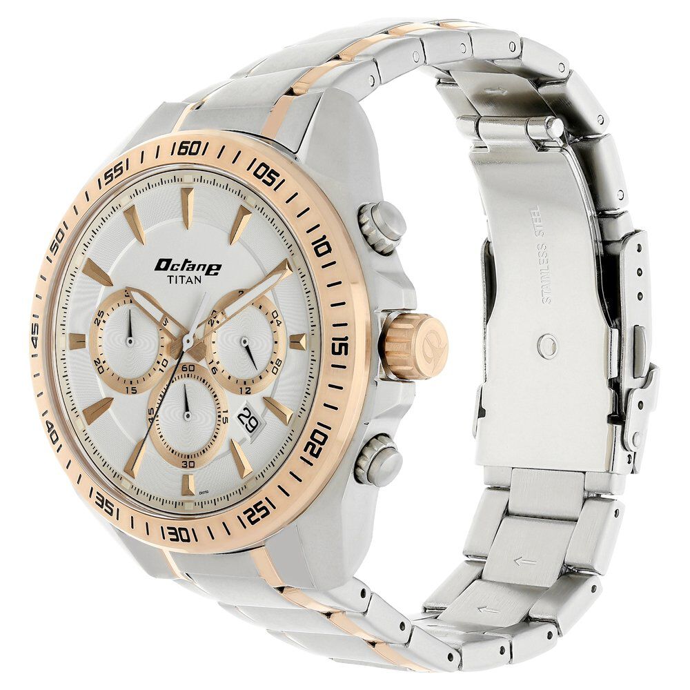Titan Octane White Dial Chrono Stainless Strap watch for Men NS90103KM01
