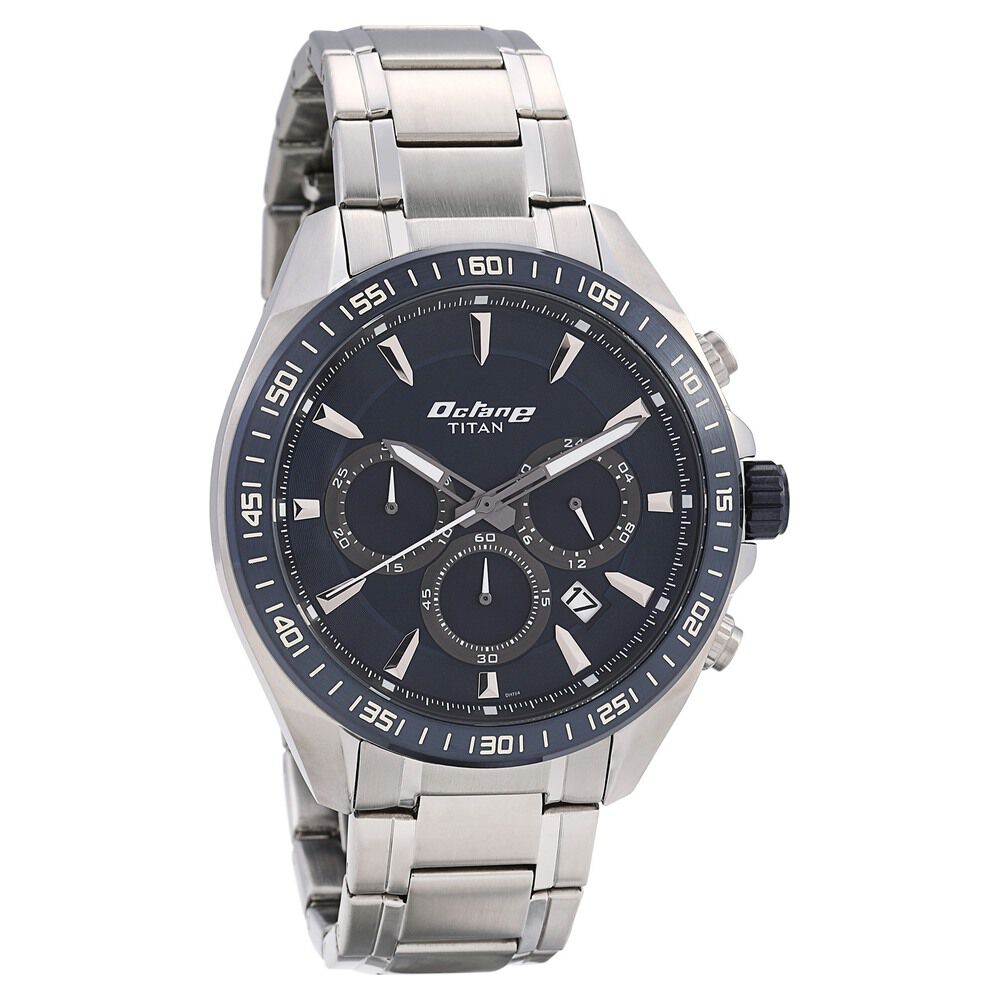 Titan Octane Blue Dial Chronograph Stainless Steel Strap watch for Men - The Watch Factory ®