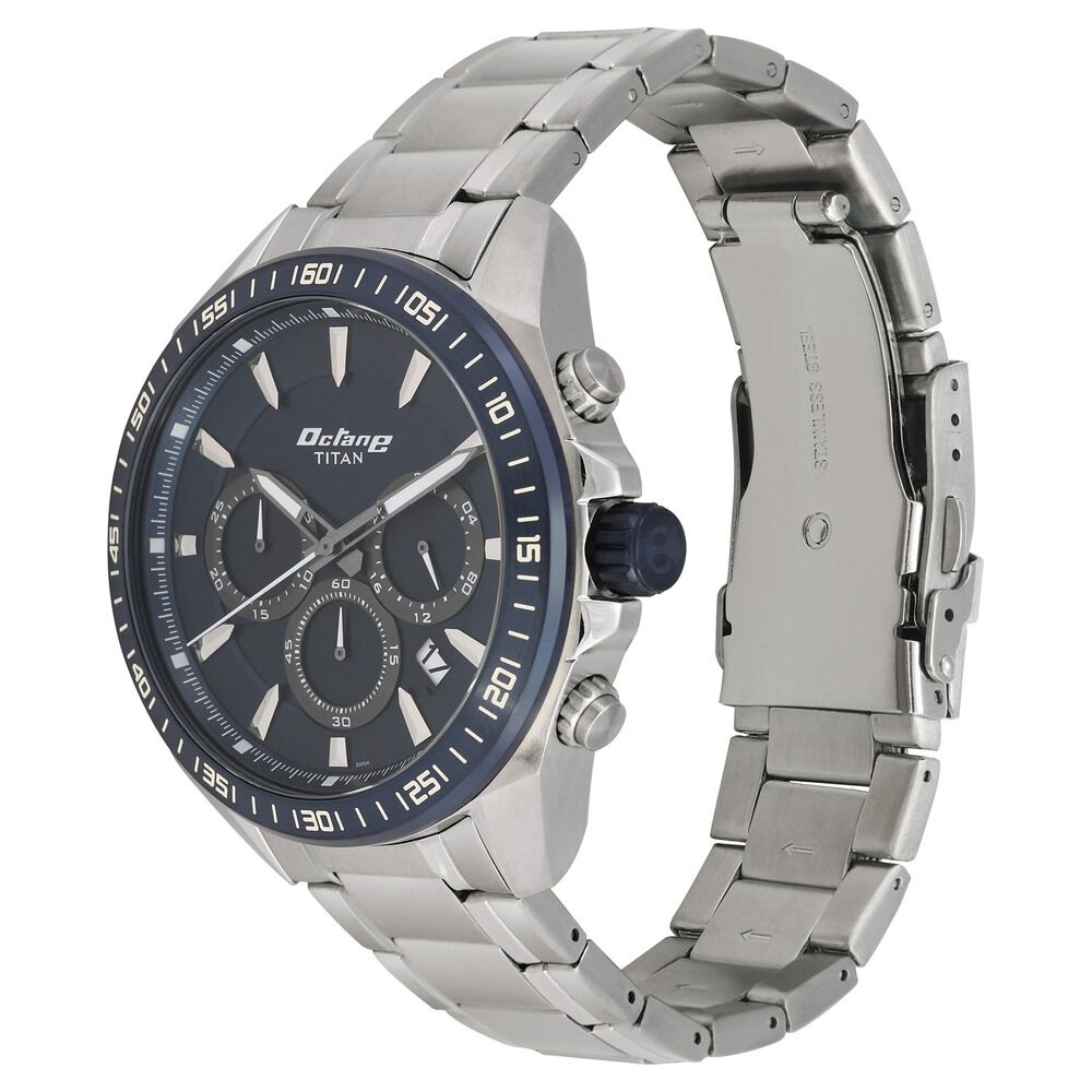 Titan Octane Blue Dial Chronograph Stainless Steel Strap watch for Men NS90103KM02