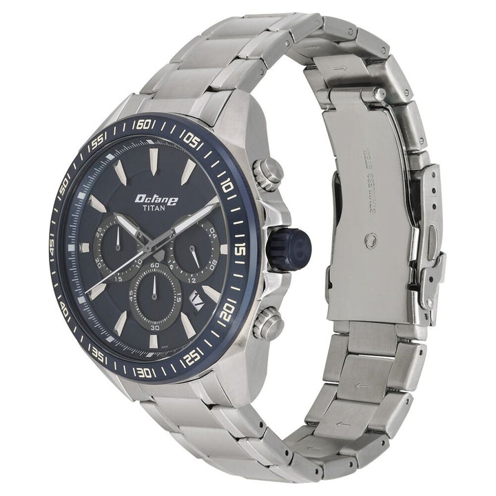 Titan Octane Blue Dial Chronograph Stainless Steel Strap watch for Men - The Watch Factory ®