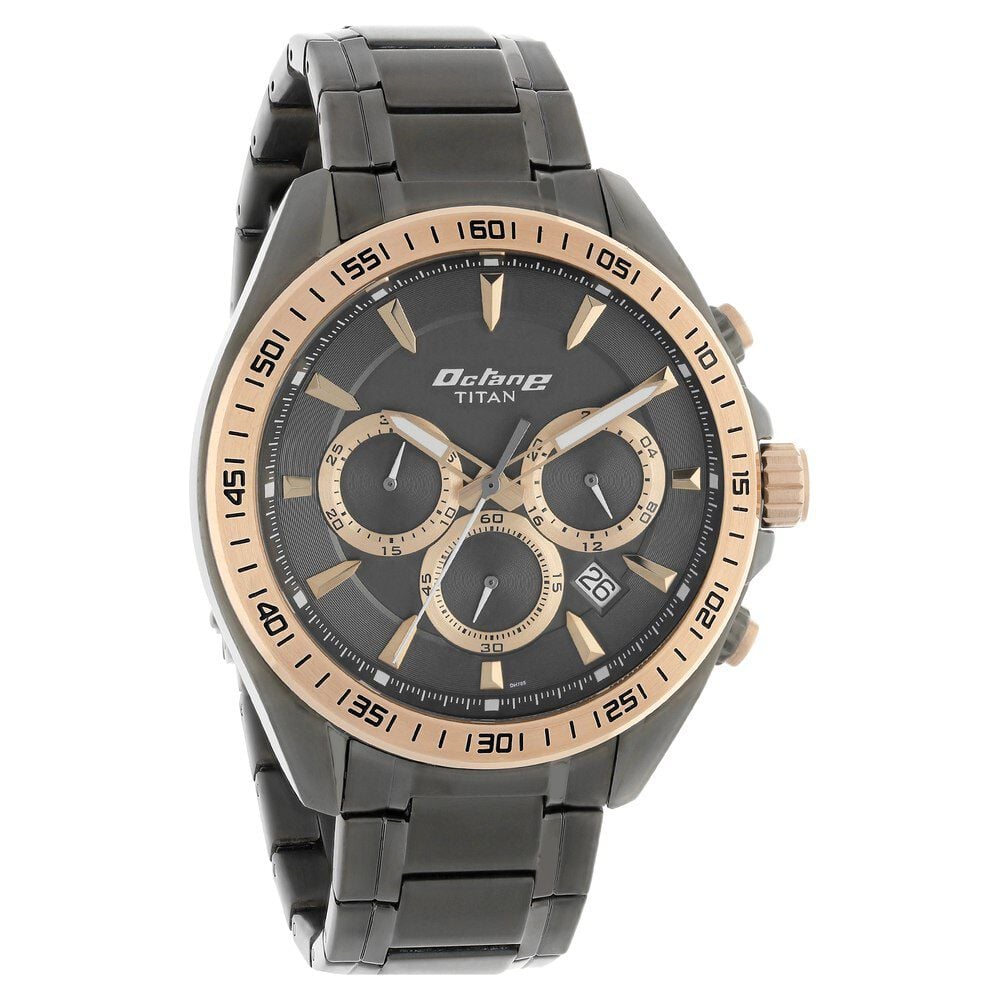 Titan Quartz Chronograph Black Dial Stainless Steel Strap Watch for Men NS90103KM03