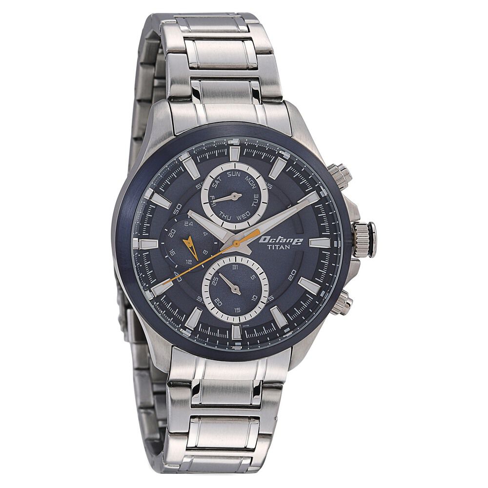 Titan Octane Blue Dial Quartz Multifunction Stainless Steel Strap watch for Men NS90104KM01