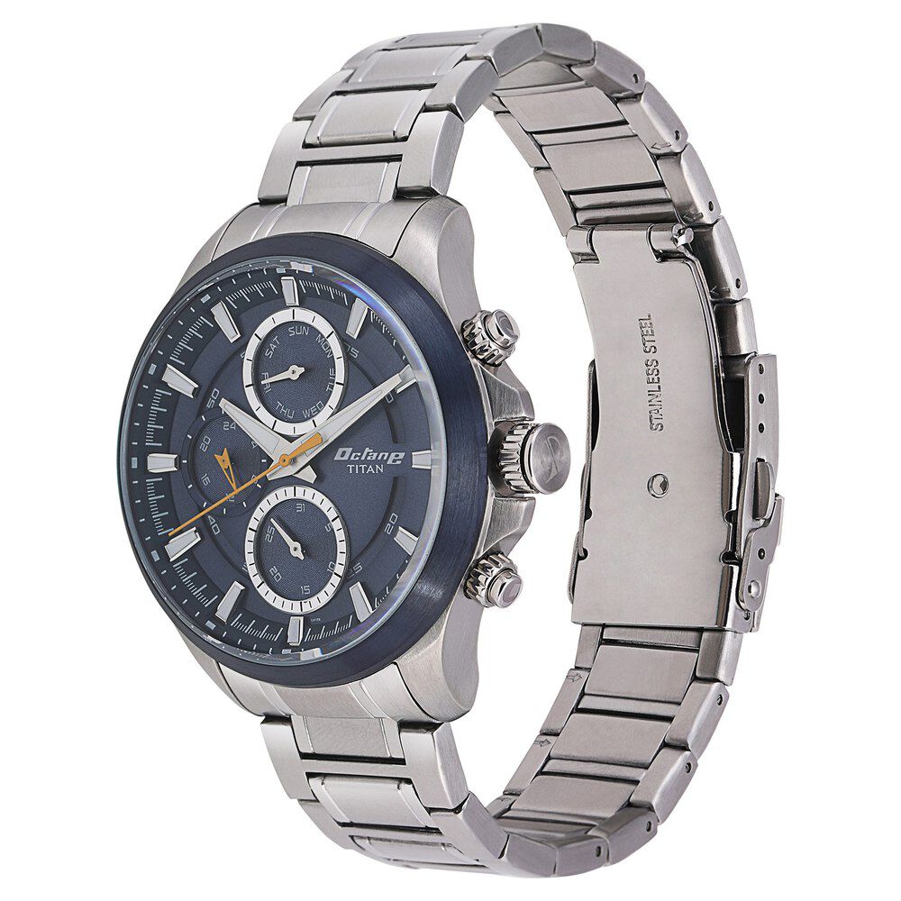 Titan Octane Blue Dial Quartz Multifunction Stainless Steel Strap watch for Men NS90104KM01