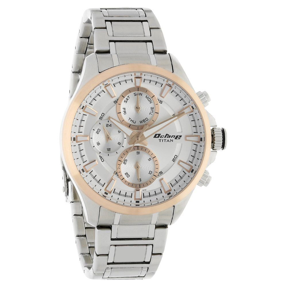 Titan Octane White Dial Quartz Multifunction Stainless Steel Strap watch for Men - The Watch Factory ®